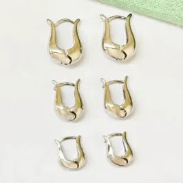 Brinco Trio Argolinha Gota U Ródio Branco