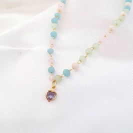 Colar Colorido Coração Zircônia