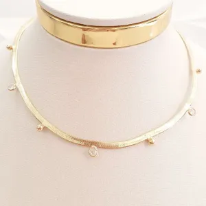 Colar Fita Bolinhas e Pontos Luz (choker)
