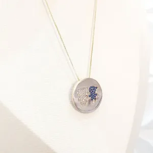 Colar Medalha Casal de Filhos Cravejados