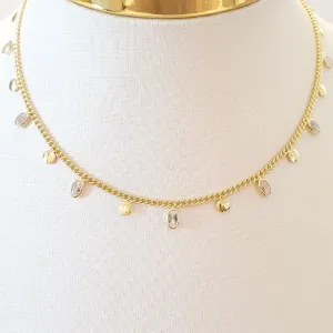 Colar Zircônias Ovais e Chapinhas (choker)