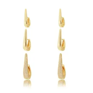 Brinco Argola Gota Pontuda G Cravejada