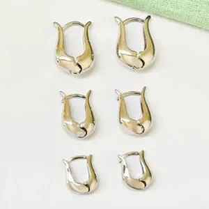 Brinco Trio Argolinha Gota U Ródio Branco