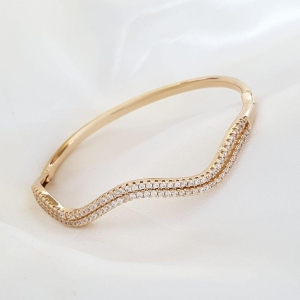 Bracelete 2 Fios Ondulado Cravejado