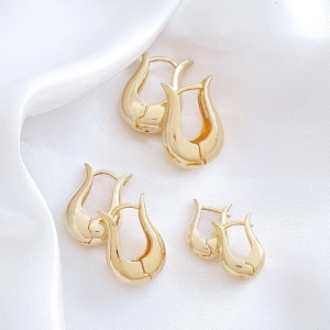 Brinco Trio Argolinha Gota U (Grande)