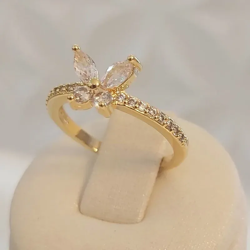 Anel Borboleta Navete Cravejada (n14)
