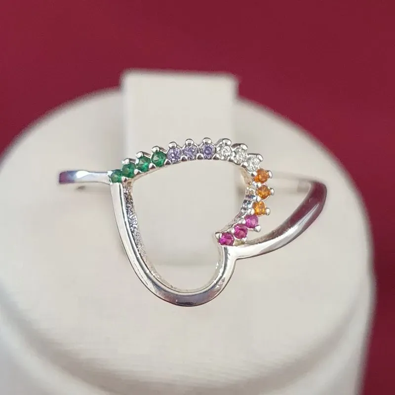 Anel Coração Colorido Vazado (n19)