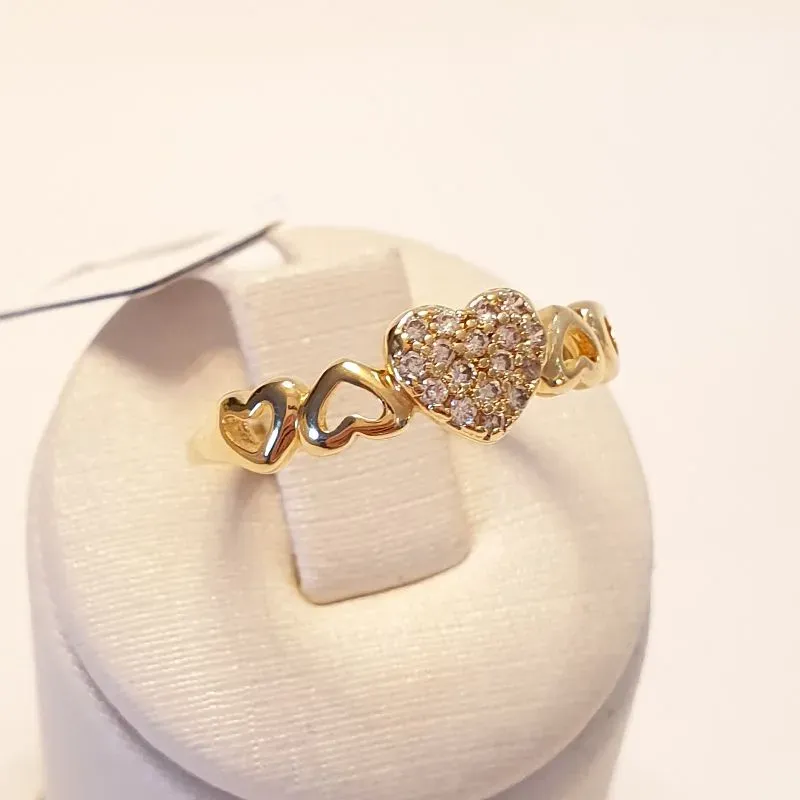 Anel Coração Cravejado e Mini Vazados (n19)