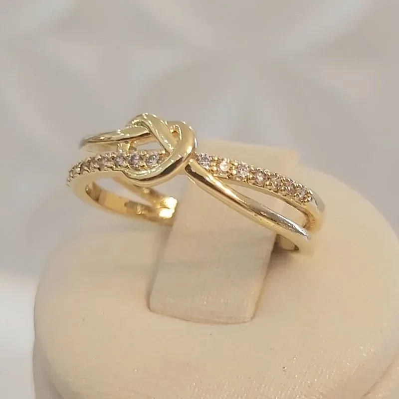 Anel Nó Liso e Cravejado (n14)