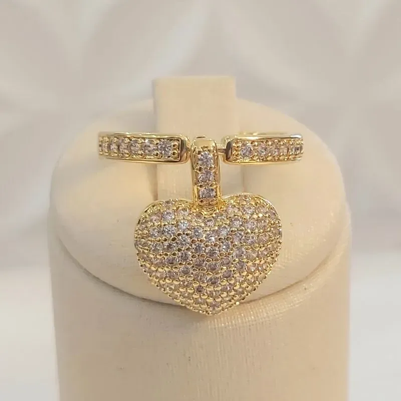 Anel Pingente Coração Cravejado (n17)