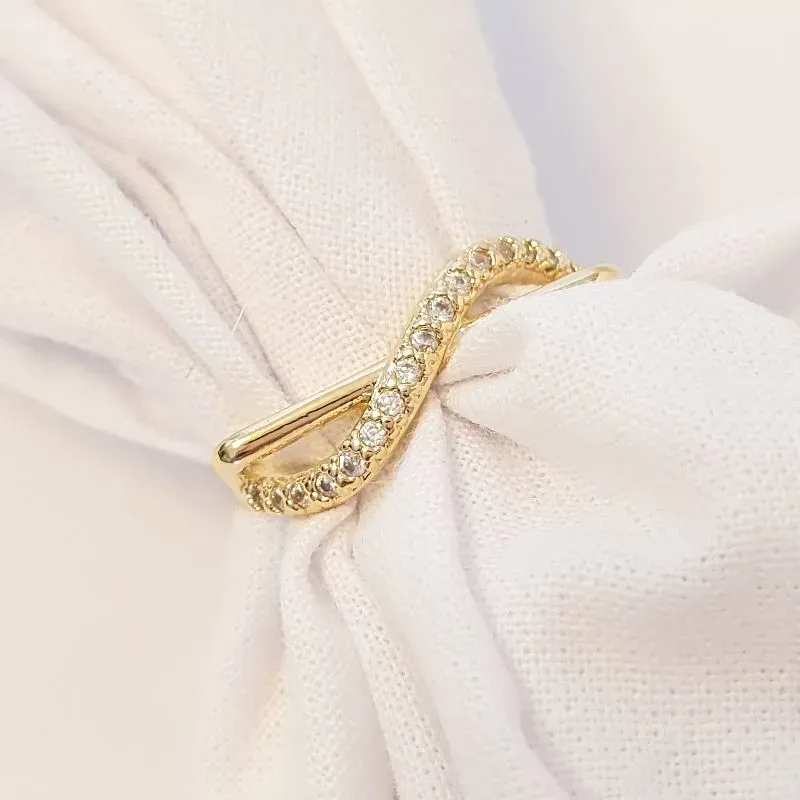 Anel Quadrado Fake Fio Cravejado (n14)