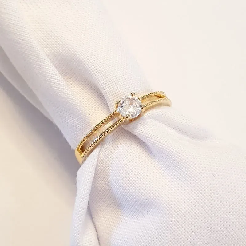 Anel Solitário 2 Fios Vazados (n15)