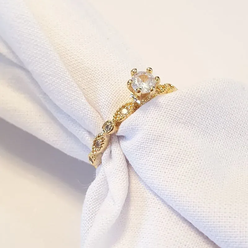 Anel Solitário Oval e Bolinha (n14)