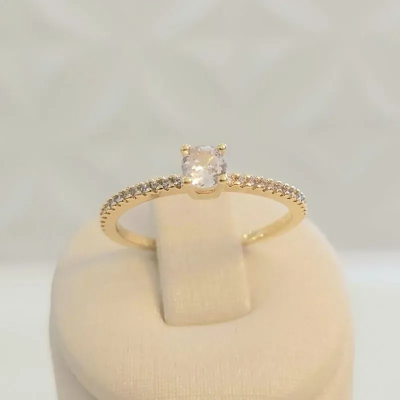 Anel Solitário Zirc 4mm Cravejado Fino (n17)