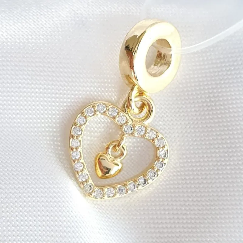 Berloque Coração Cravejado com Pingente