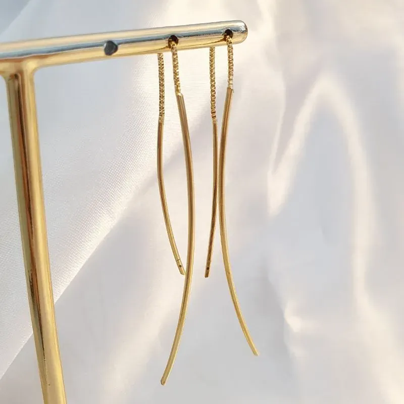 Brinco Agulha 2 Fios Curvados