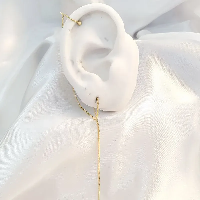 Brinco Agulha com Piercing Fake