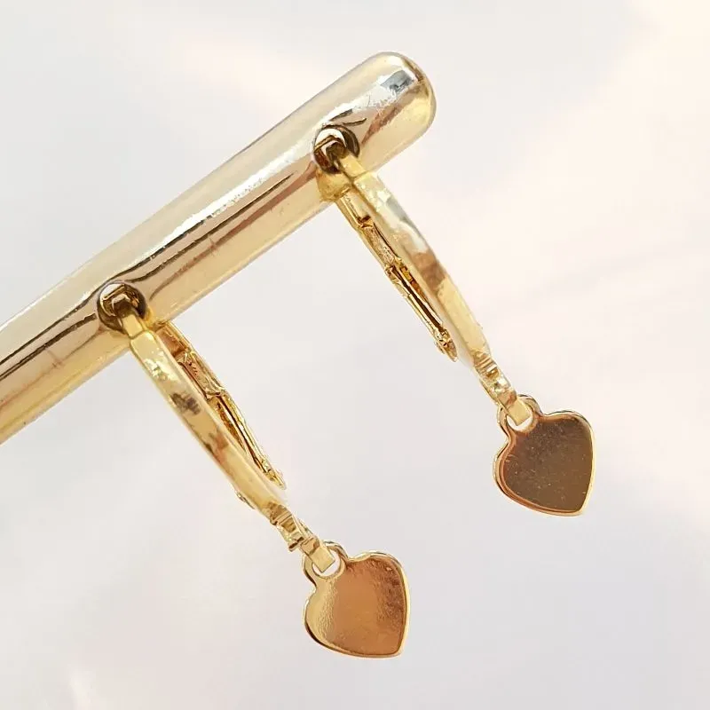 Brinco Argolinha Coração Chapinha