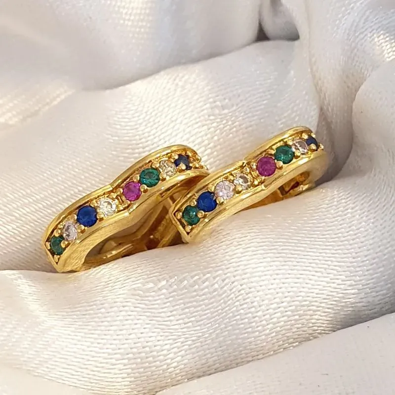 Brinco Argolinha Coração Colorido