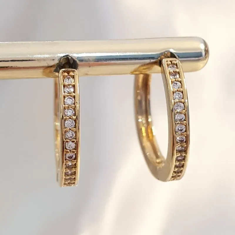 Brinco Argolinha Cravejada Fina GG