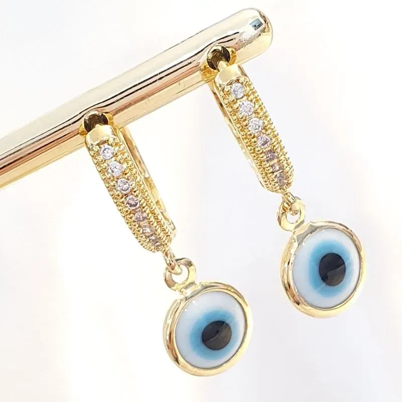 Brinco Argolinha Cravejada Olho Grego