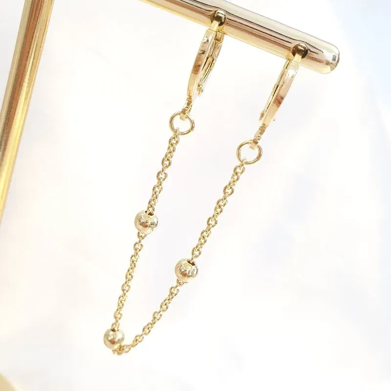 Brinco Argolinha Dupla Corrente Bolinhas