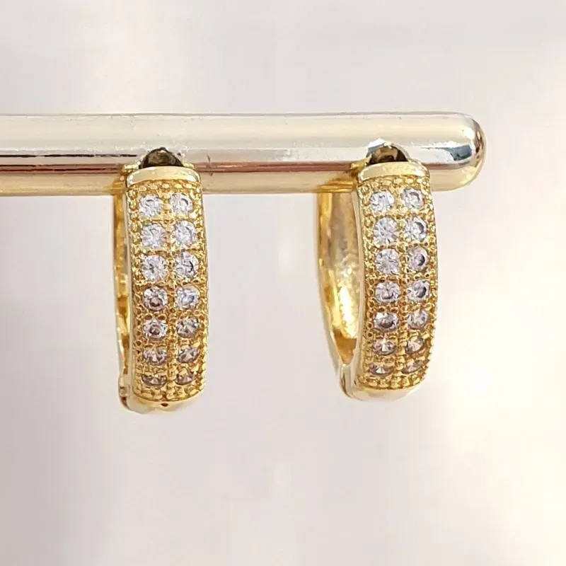 Brinco Argolinha Duplo Cravejado G