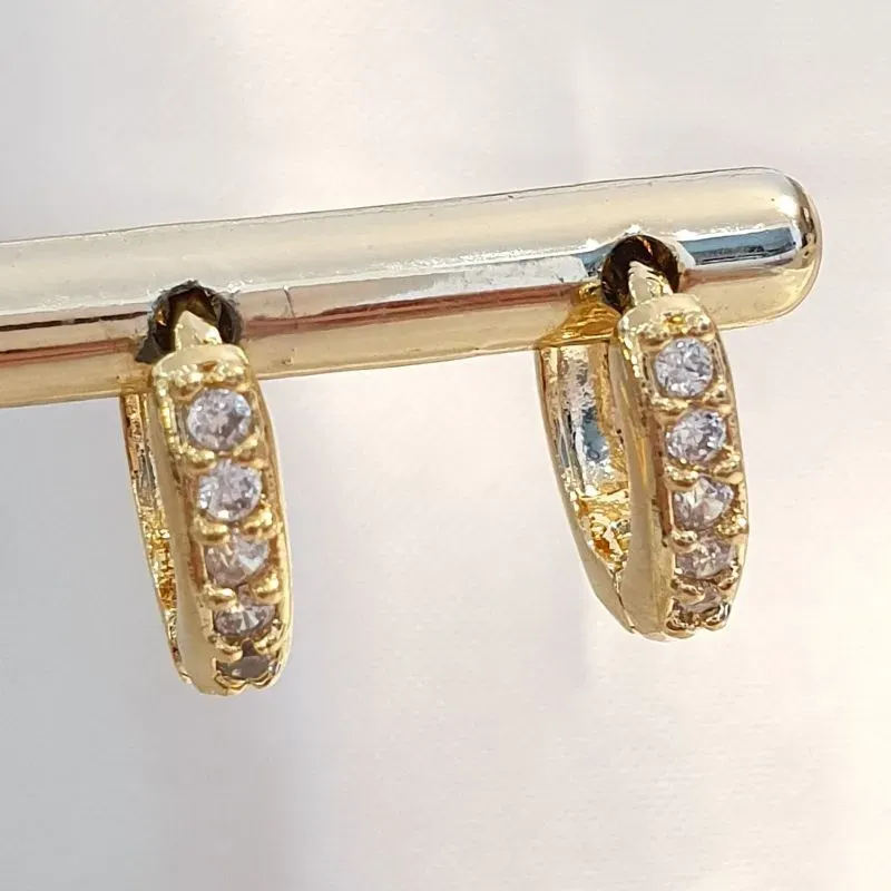 Brinco Argolinha Fina Cravejada P