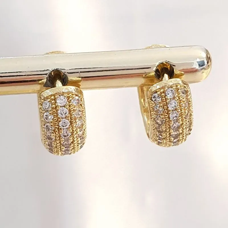 Brinco Argolinha Grossa 3 Linhas Cravejadas P