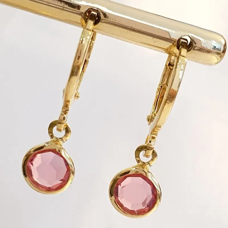 Brinco Argolinha Pedra Rosa