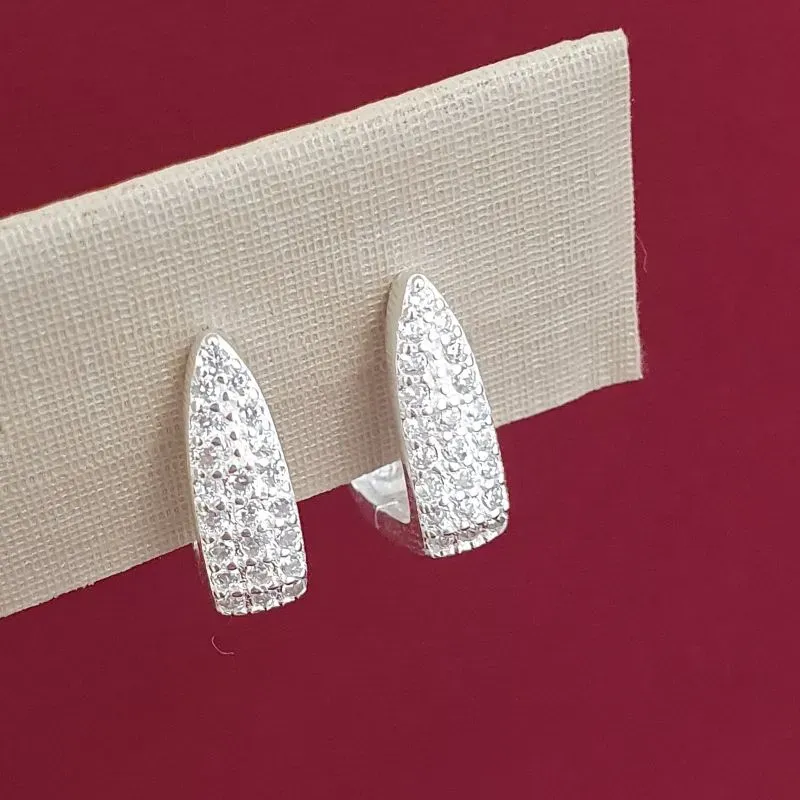 Brinco Argolinha Quadrada Grossa Cravejada M