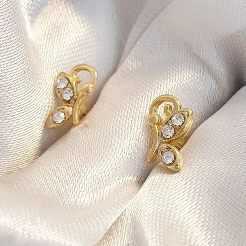 Brinco Borboleta de Lado Cravejada