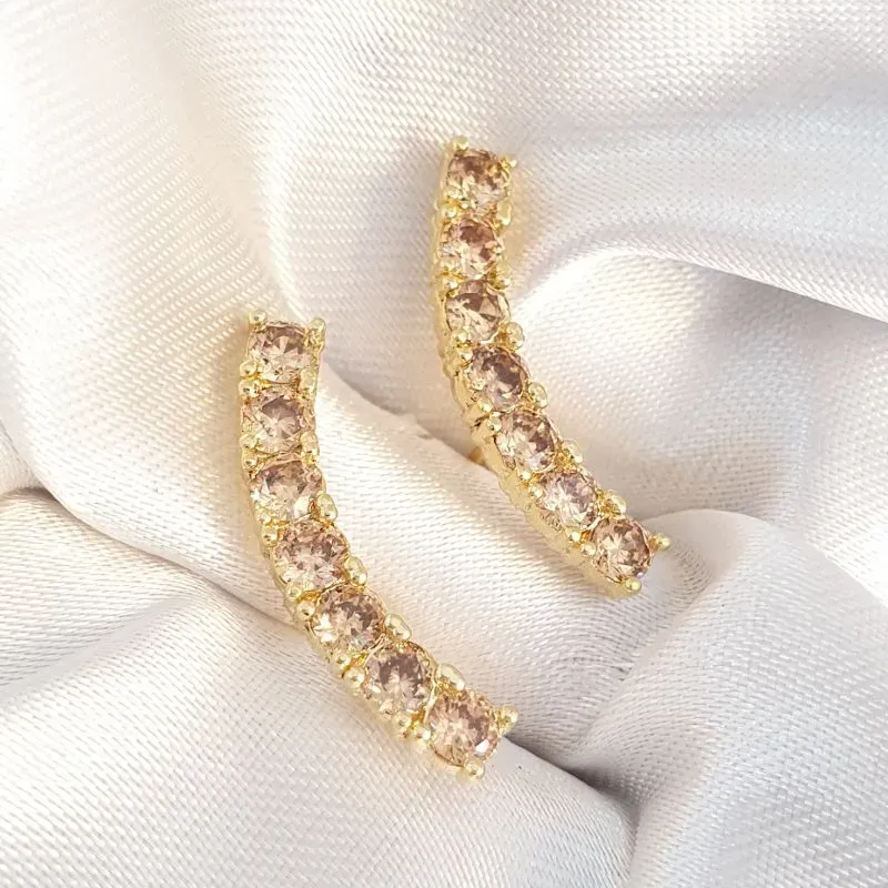 Brinco Ear Cuff Zircônias Marrons