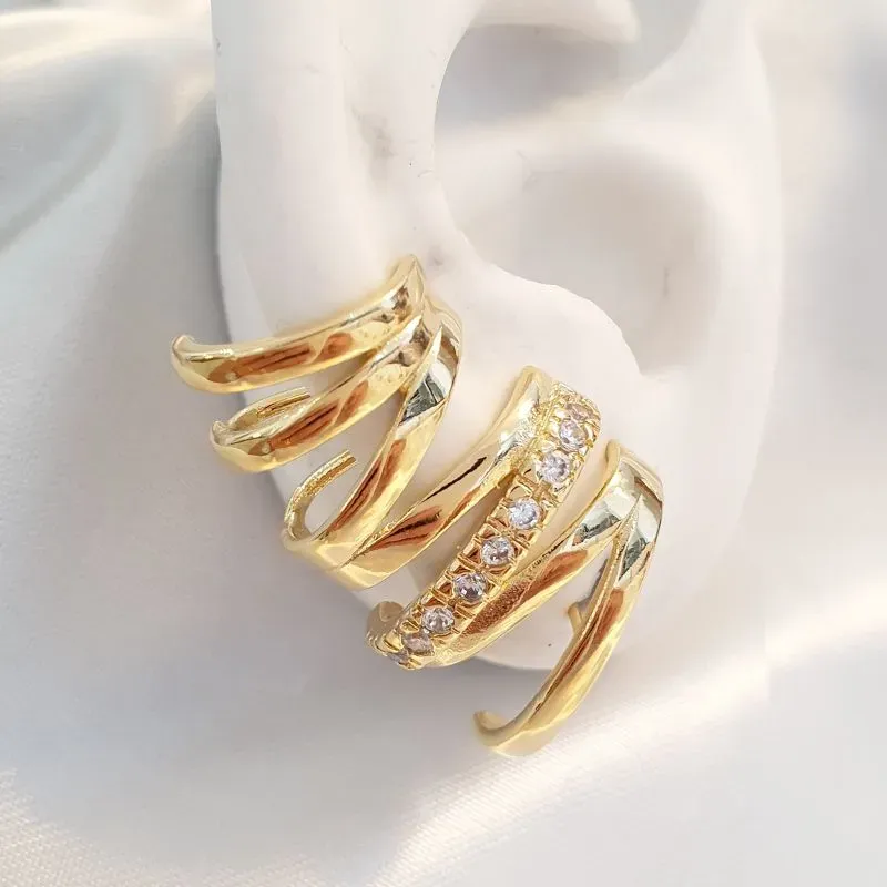 Brinco Ear Hook Fios Lisos e Cravejado