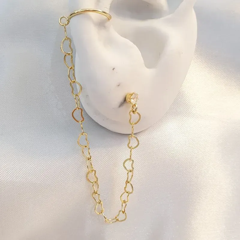 Brinco Ponto de Luz Elos Coração e Piercing Fake