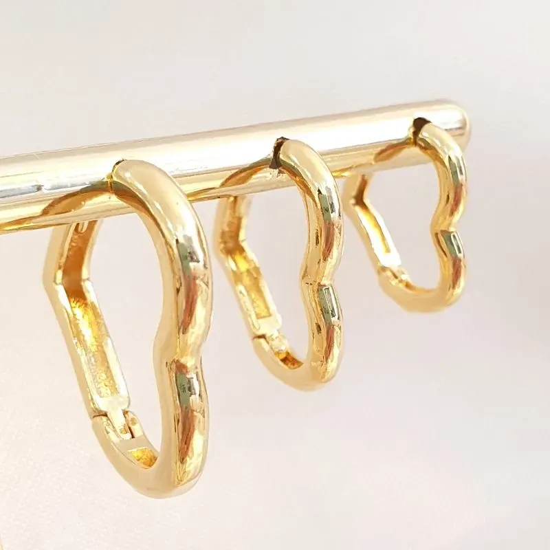 Brinco Trio Argolinha Coração Lisa