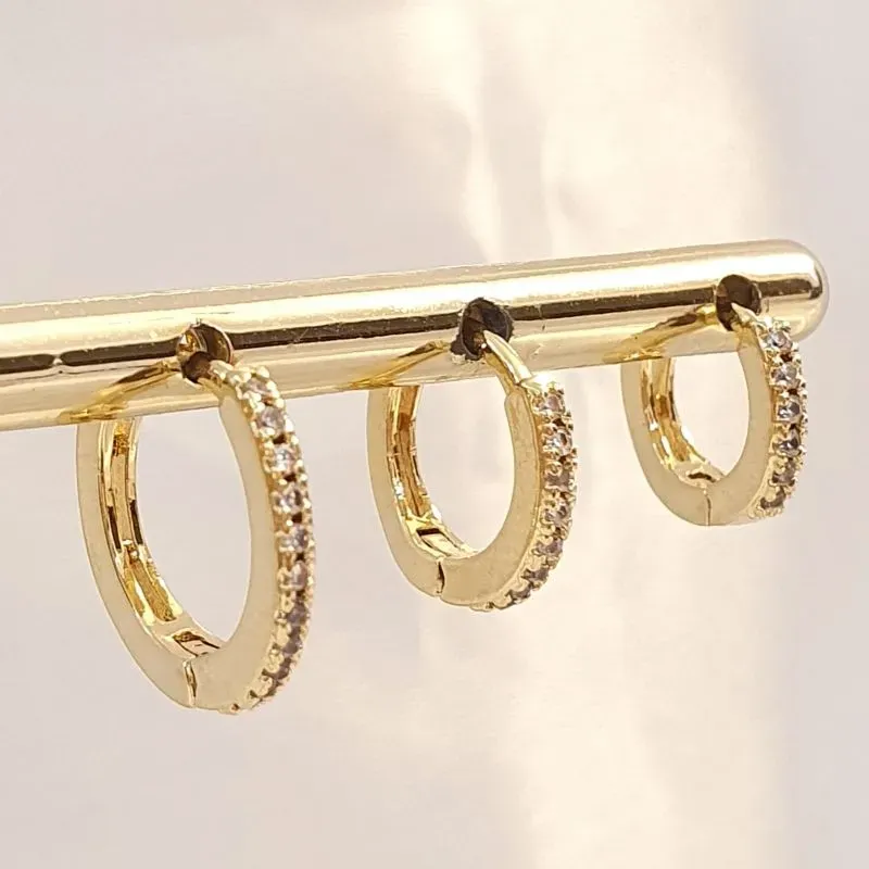 Brinco Trio Argolinha Cravejada Fina