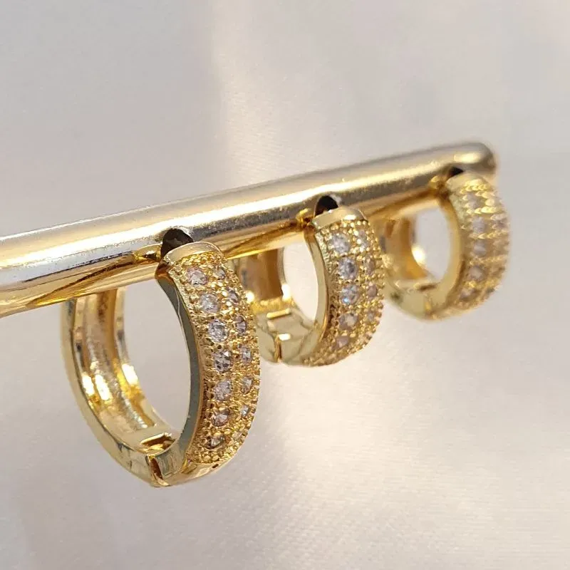 Brinco Trio Argolinha Duplo Cravejado