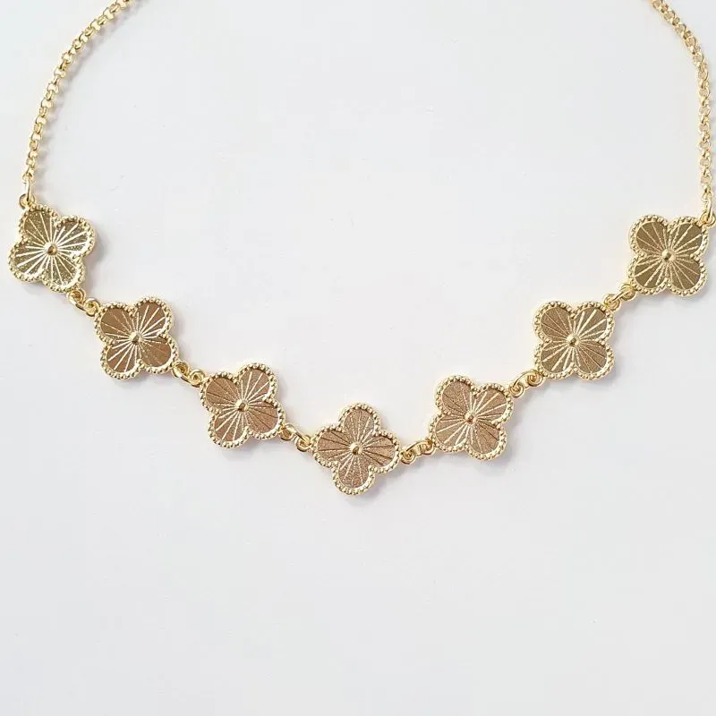 Colar 7 Trevos Ouro (choker)