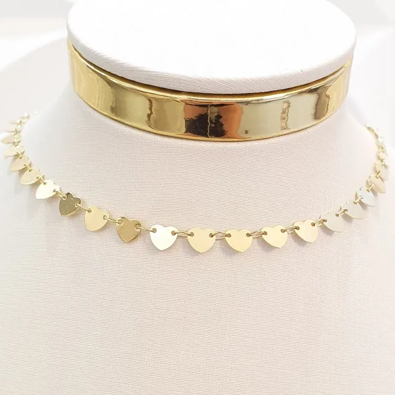 Colar Chapinhas Corações 35cm (+5)