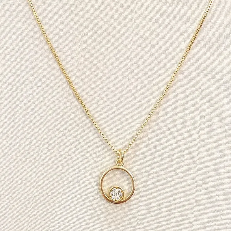 Colar Círculo Ponto de Luz Cravejado