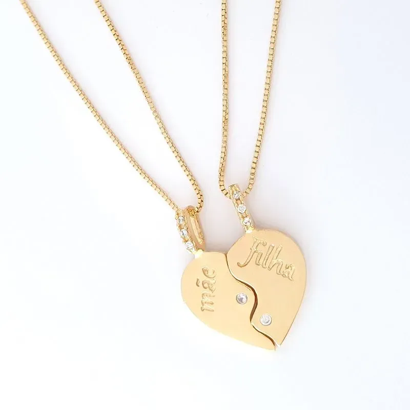 Colar Coração Mãe e Filha (2 colares)