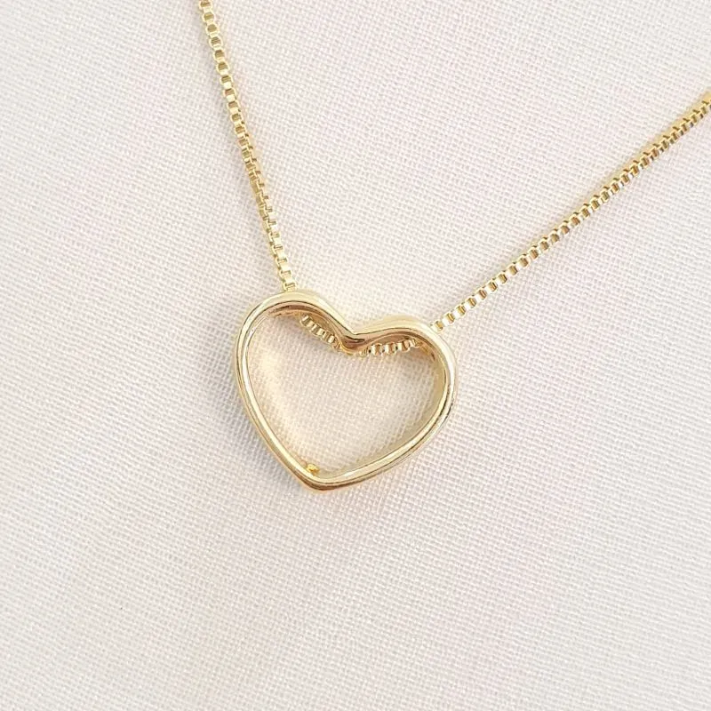 Colar Coração Vazado P 45cm (+5)