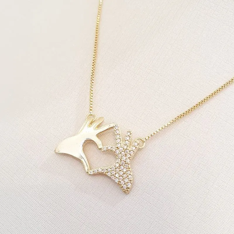 Colar Duas Mãos Coração