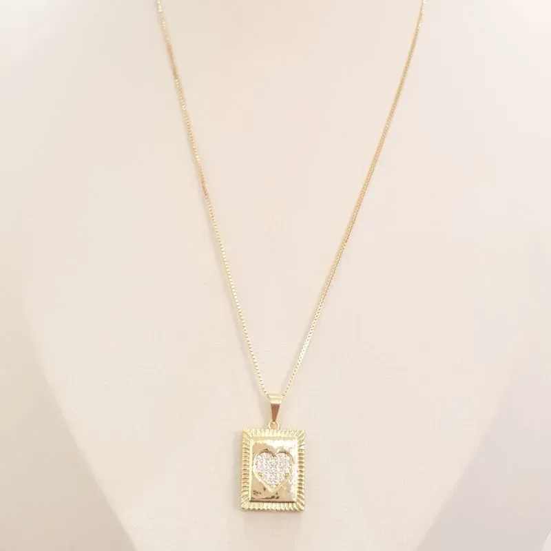 Colar Envelope Coração Cravejado