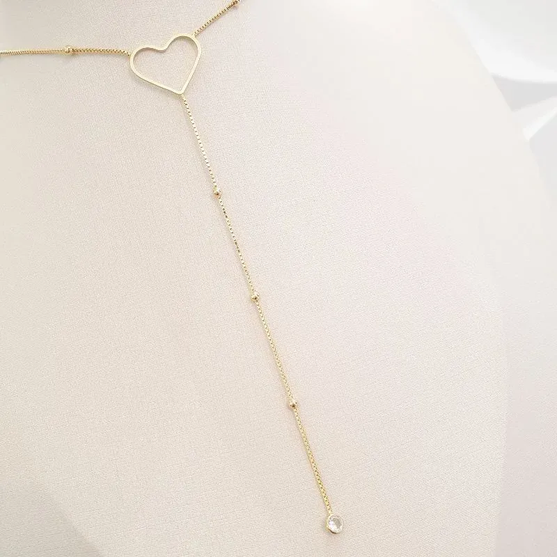 Colar Gravata Coração Ponto Luz