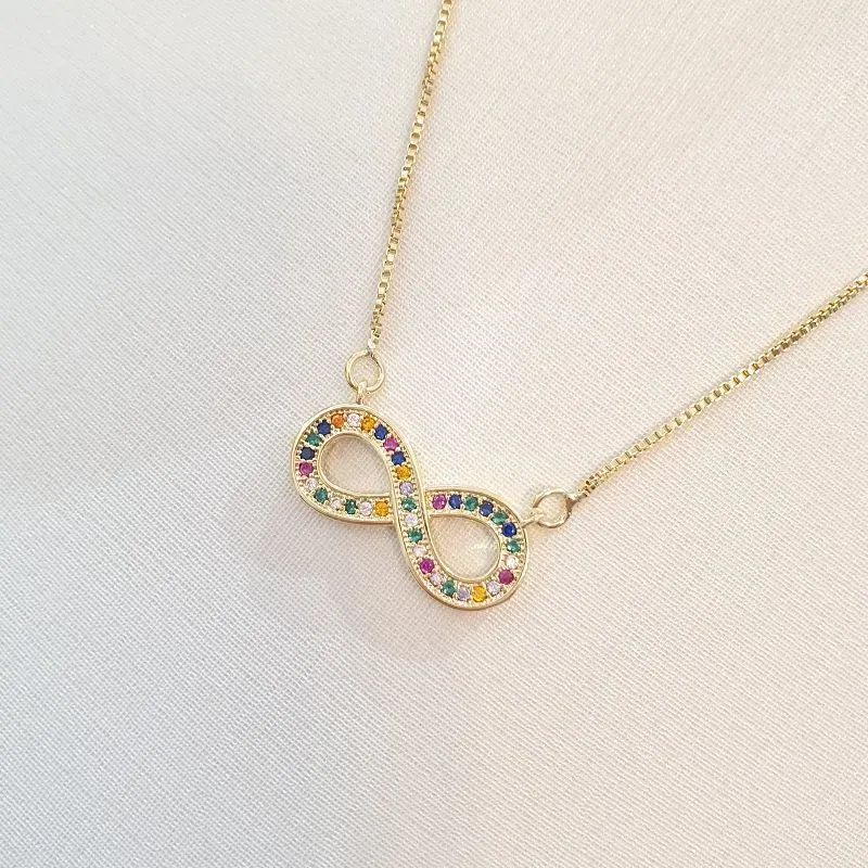 Colar Infinito Cravejado Colorido