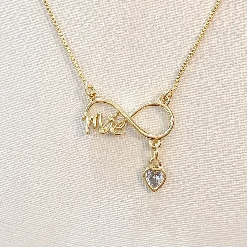 Colar Infinito Mãe com Coração Luz
