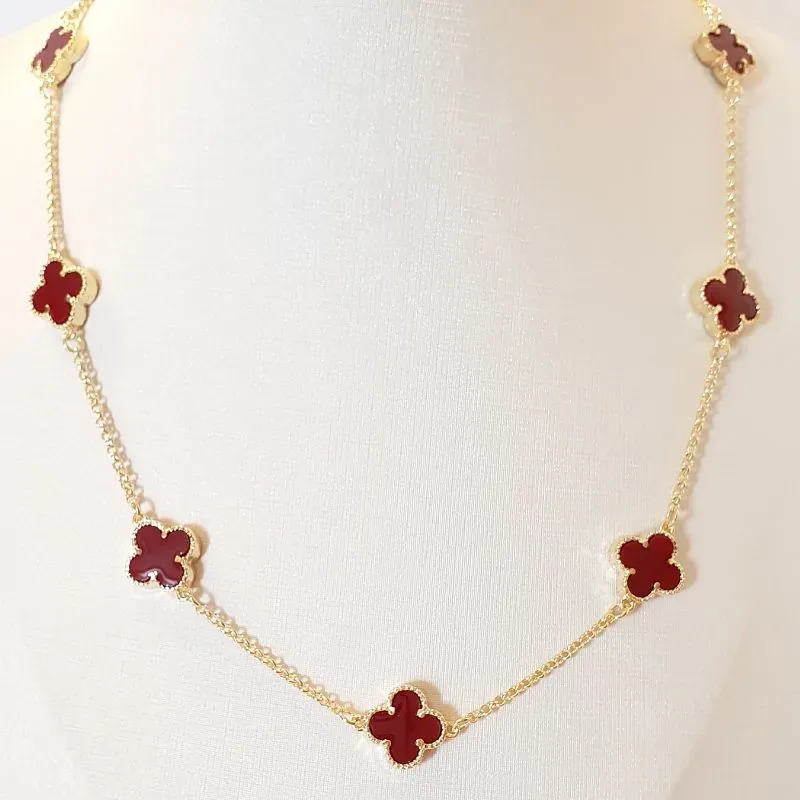 Colar Longo 7 Trevos Vinho