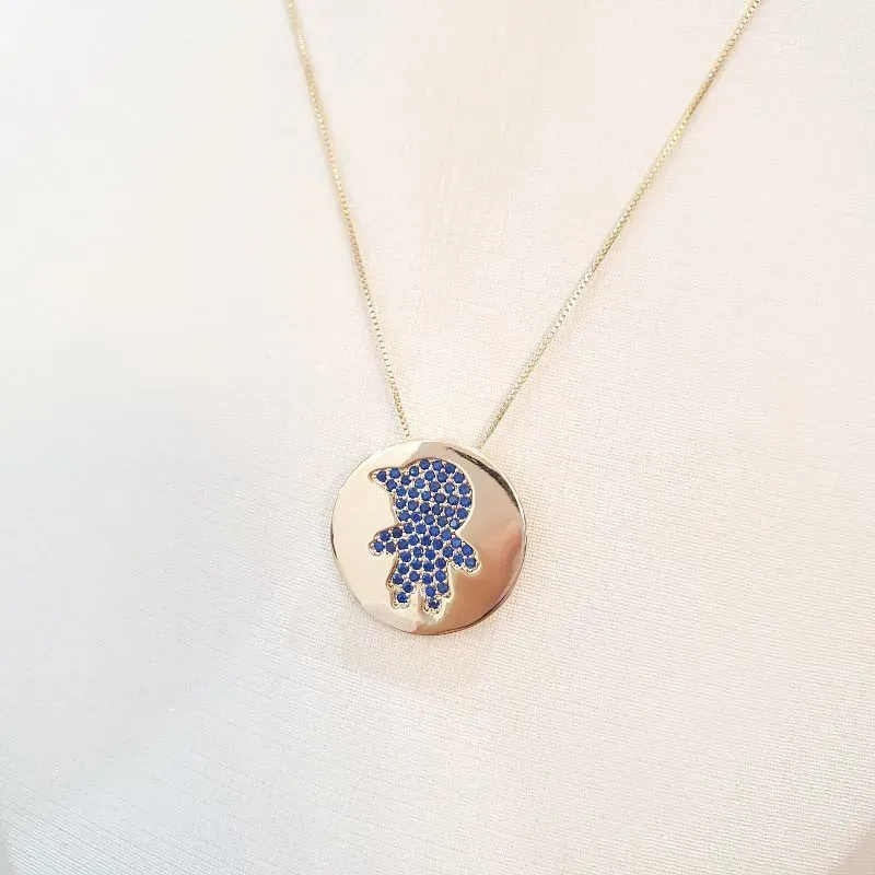 Colar Medalha Filho Cravejado